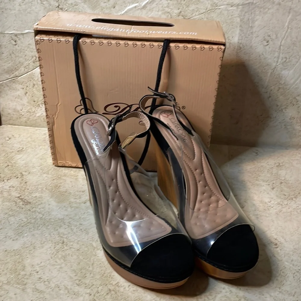 DBDK clear plastic wedge heels size 10 - Picture 1 of 5